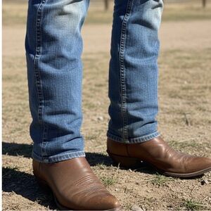 Justin Cowboy Boots Mens Size 9 Brown Western Embroidered Distressed Rugged